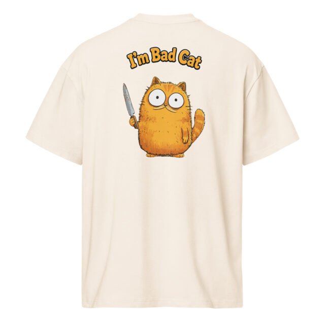 T-Shirt I'm Bad Cat - Mens box tee vintage white rsquo 8211 jpg vue - vue dos