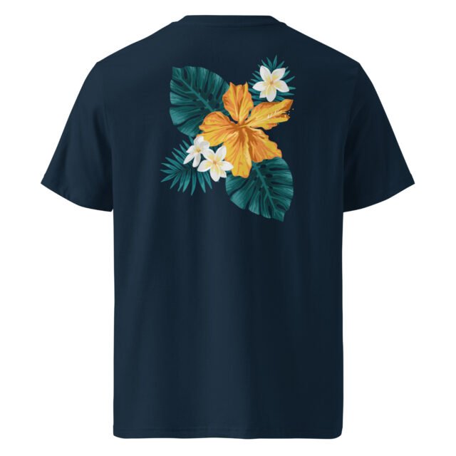 T-Shirt Tropical Bloom - Unisex organic cotton creator 8211 jpg vue hera coloris - French Navy - vue dos