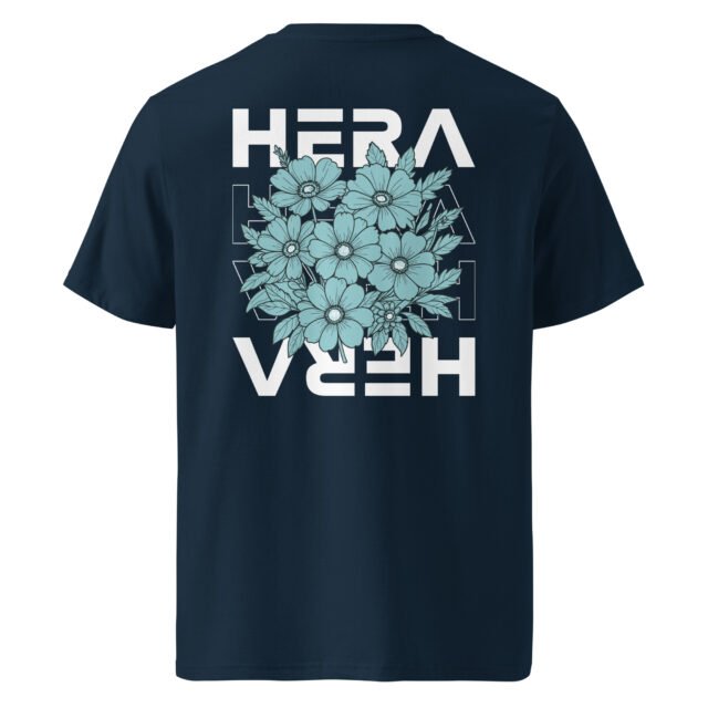 T-Shirt Flora Signature Blue - Unisex organic cotton creator 8211 jpg vue hera coloris - French Navy - vue dos