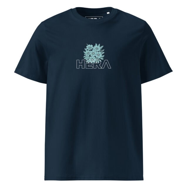 T-Shirt Flora Signature Blue - Unisex organic cotton creator 8211 jpg vue hera coloris - French Navy - vue face