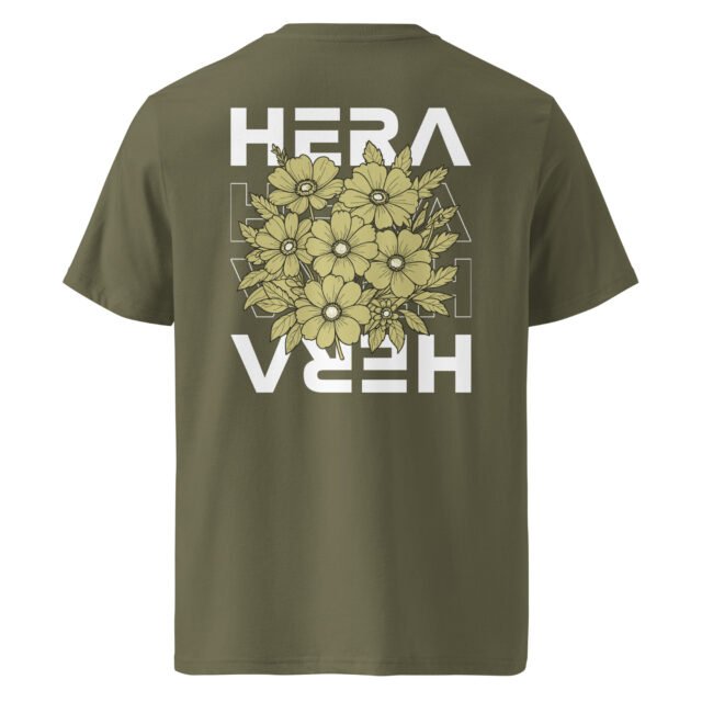 T-Shirt Flora Signature Yellow - Unisex organic cotton creator khaki 8211 jpg vue hera - Kaki - vue dos