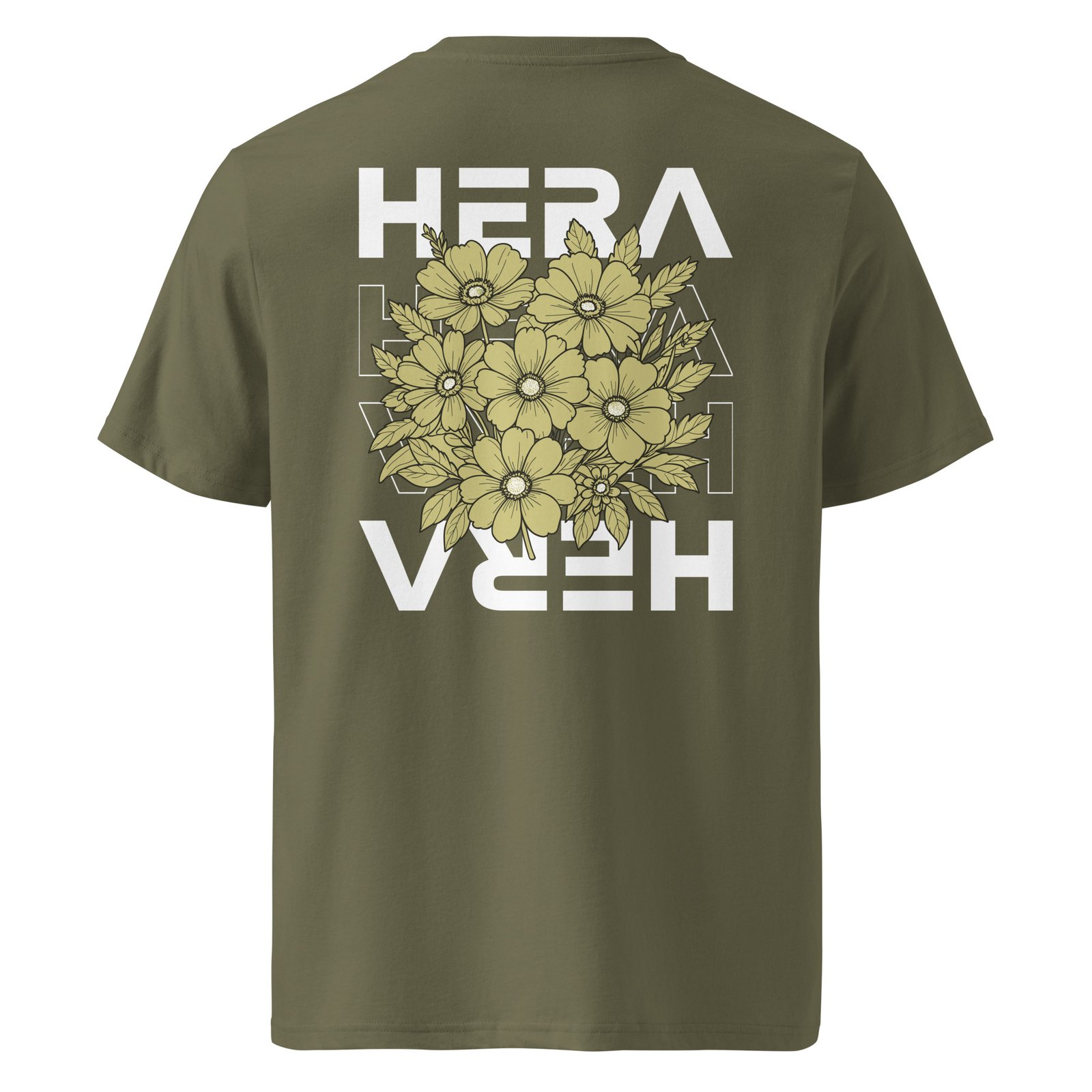 T-Shirt Flora Signature Yellow - Unisex organic cotton creator khaki 8211 jpg vue hera - Kaki - vue dos