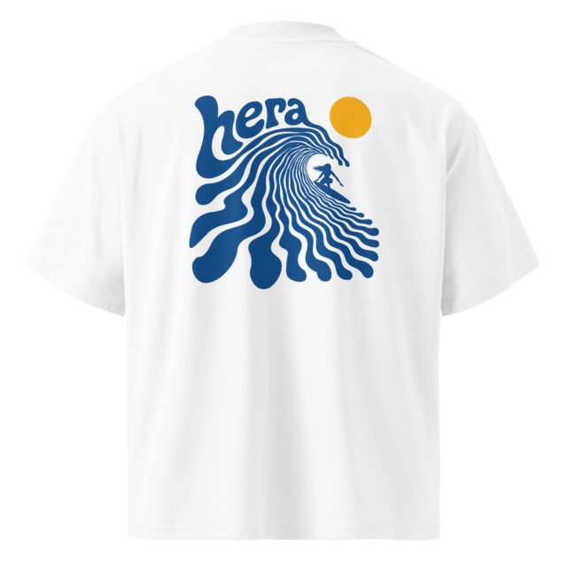T-Shirt Signal Marin Wave - Unisex organic oversized high neck blaster white 8211 col - Blanc - vue dos