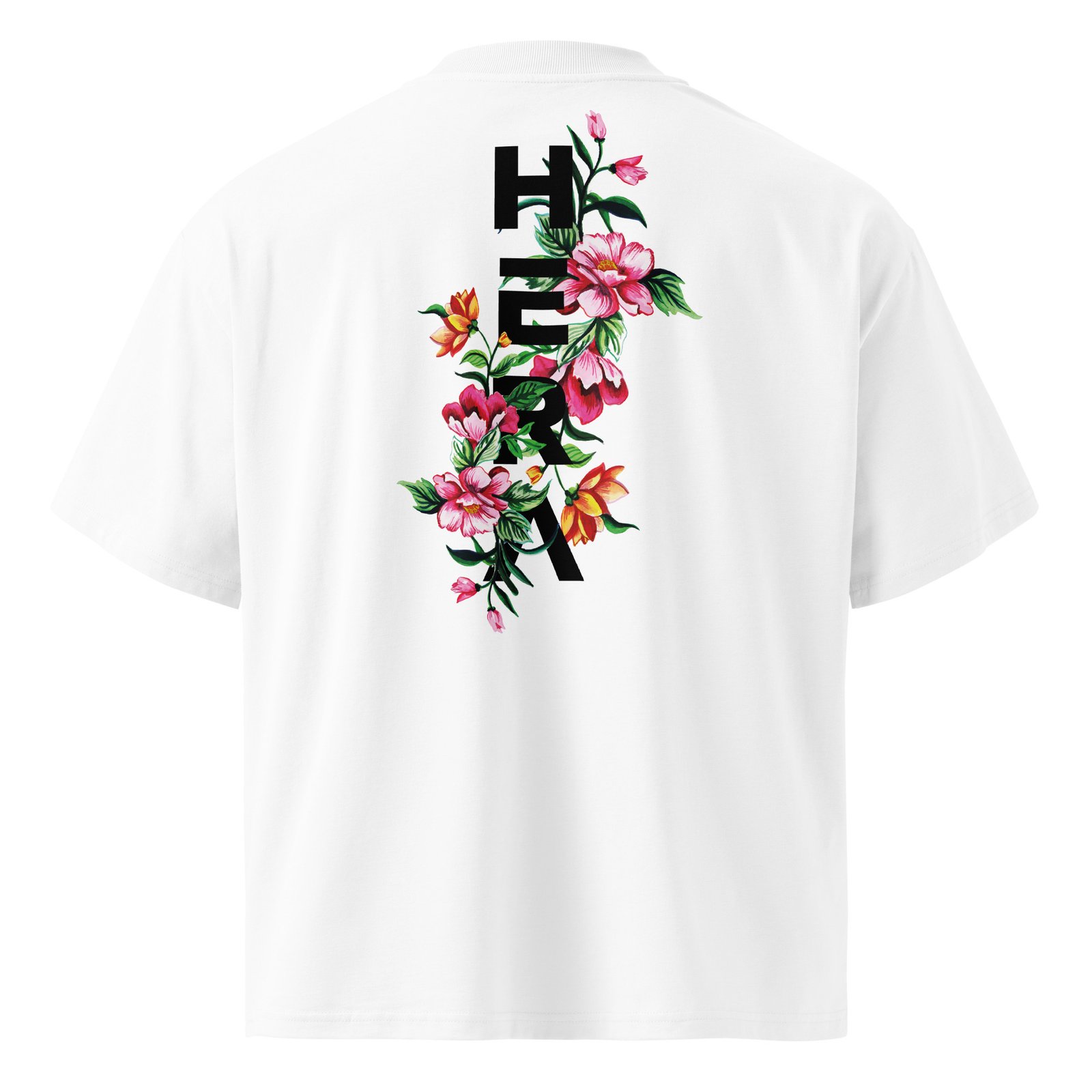 T-Shirt Signature Florale - Unisex organic oversized high neck blaster white 8211 jpg - Blanc - vue dos