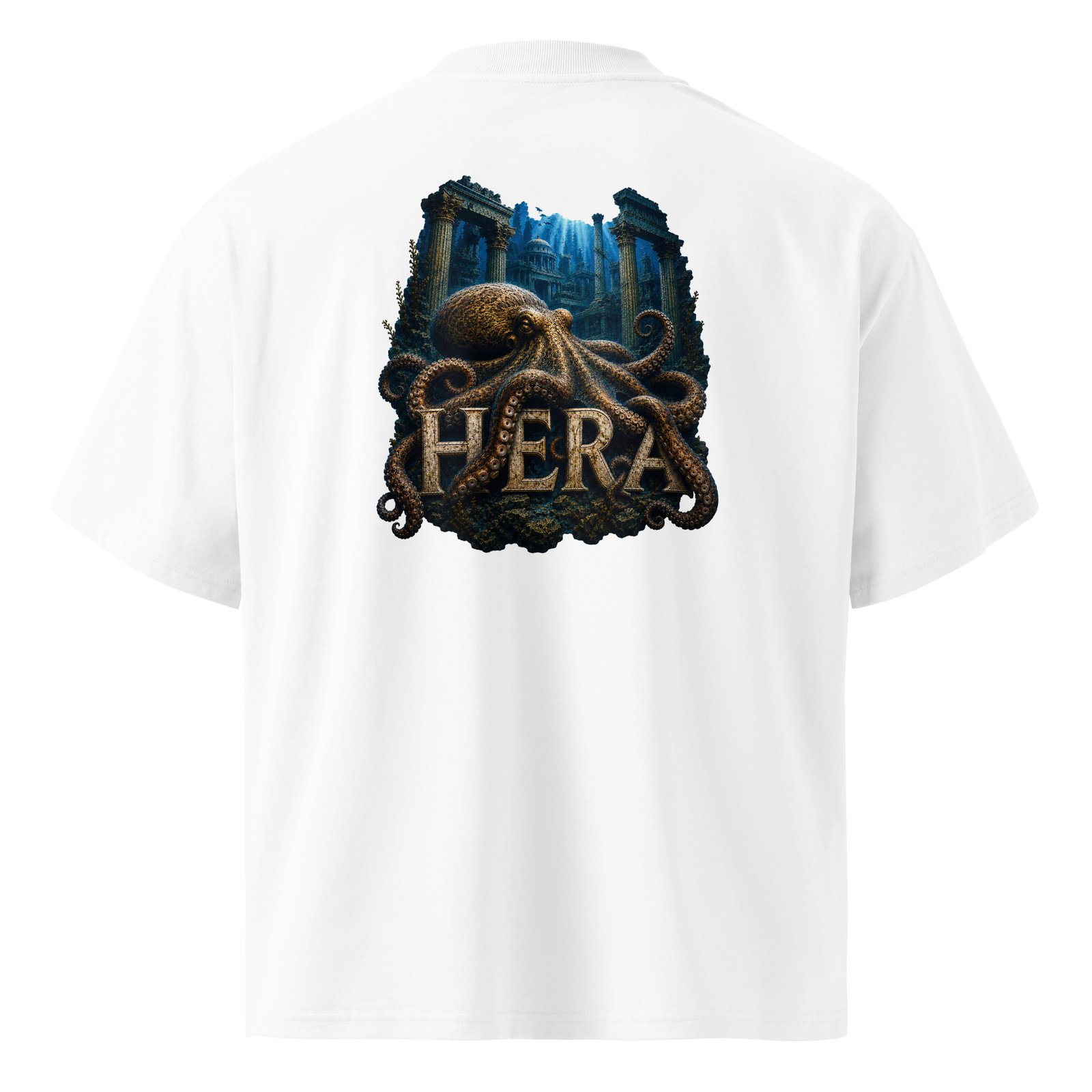 T-Shirt Sea Pieuvre - Unisex organic oversized high neck blaster white 8211 jpg - vue dos