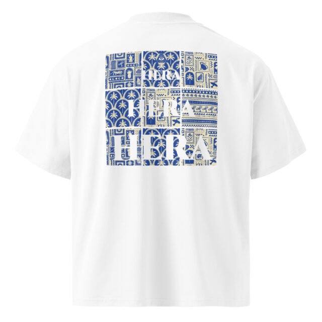 T-Shirt Blue Mosaïque - Unisex organic oversized high neck blaster white 8211 jpg - vue dos