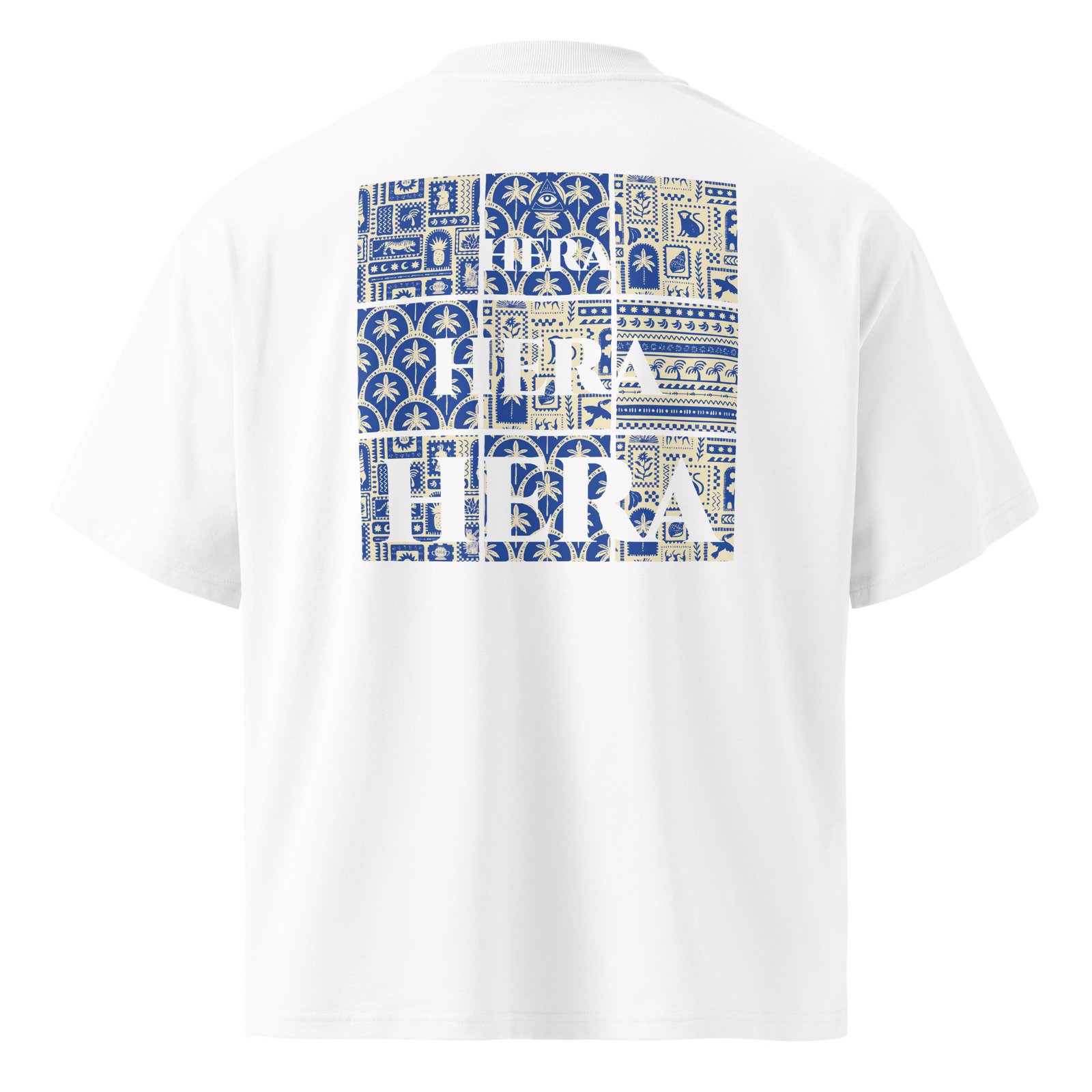 T-Shirt Blue Mosaïque - Unisex organic oversized high neck blaster white 8211 jpg - vue dos