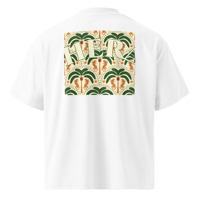 T-Shirt Mystic Jungle - Unisex organic oversized high neck blaster white 8211 jpg - Blanc - vue dos