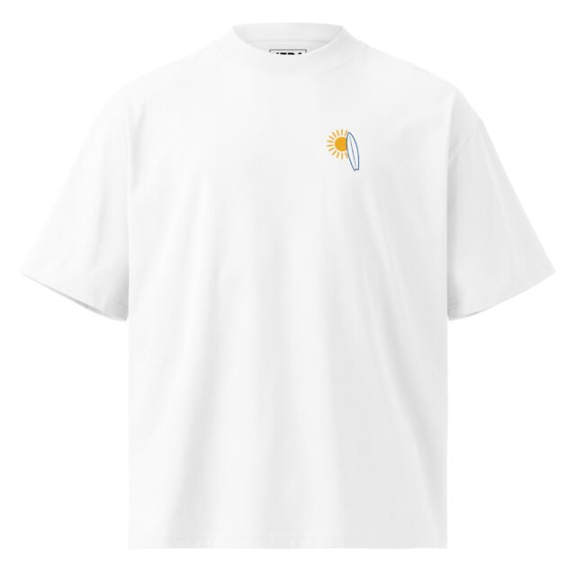 T-Shirt Signal Marin Wave Summer - Unisex organic oversized high neck blaster white 8211 jpg - vue face