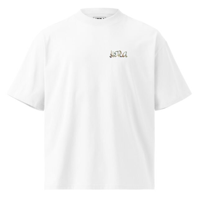 T-Shirt Nomad Soul Brown - Unisex organic oversized high neck blaster white 8211 jpg - Blanc - vue face