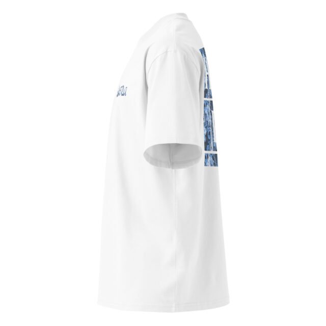 T-Shirt Nomad Soul Blue - Unisex organic oversized high neck blaster white 8211 jpg - Blanc - vue cote gauche