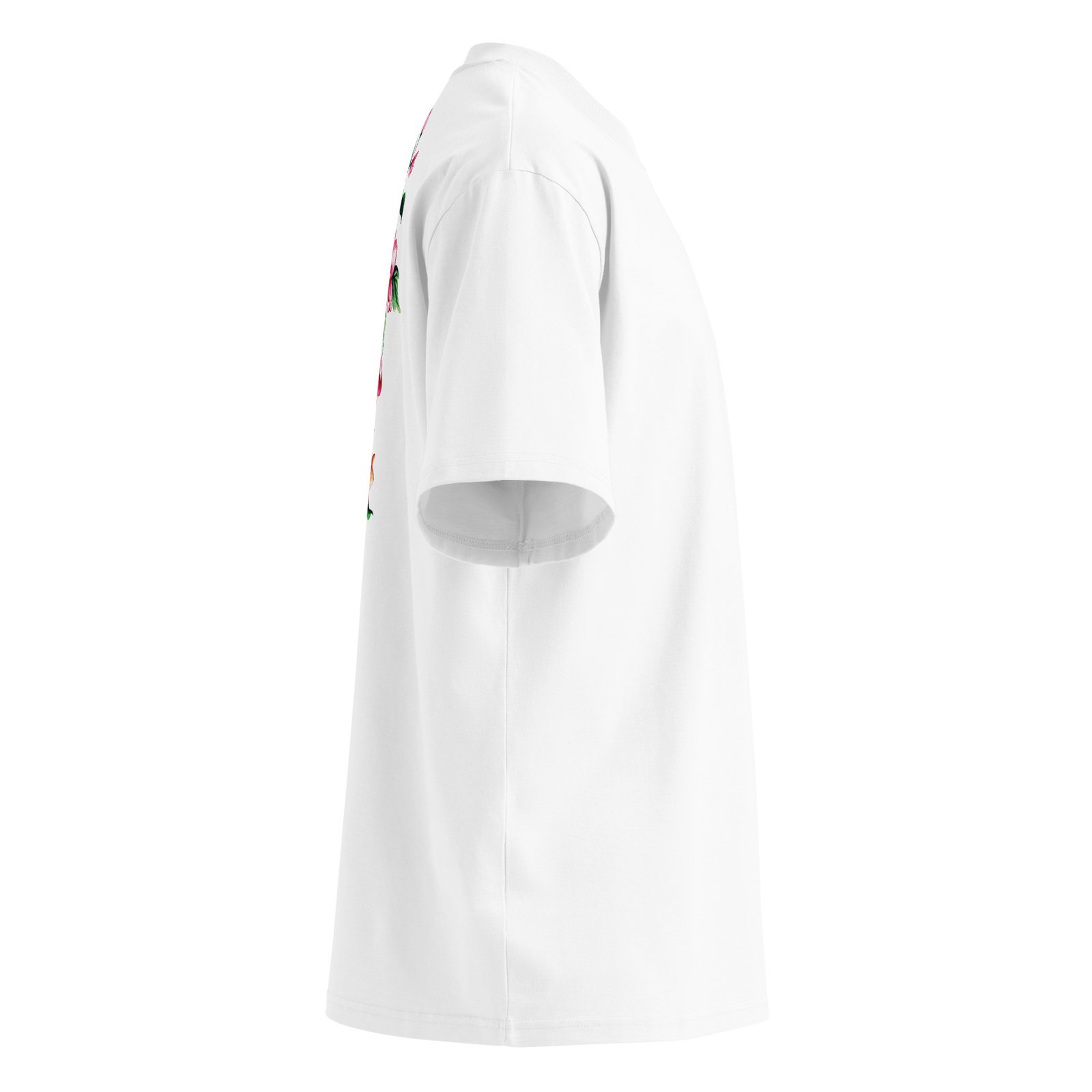 T-Shirt Signature Florale - Unisex organic oversized high neck blaster white 8211 jpg - Blanc - vue cote droit
