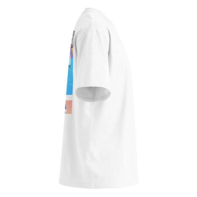 T-Shirt Odyssée Pastel - Unisex organic oversized high neck blaster white 8211 jpg - vue cote droit
